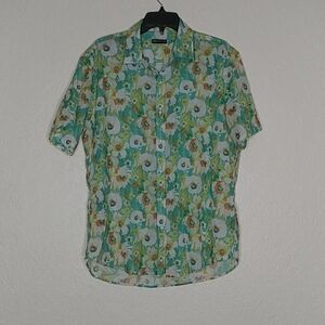 Postmarc Abstract Floral Button Front Shirt Size XL